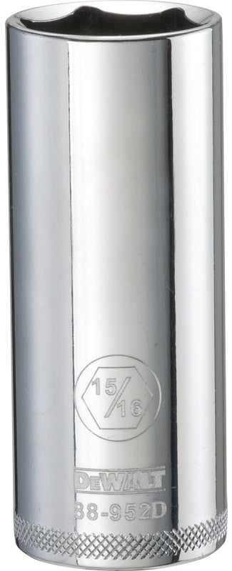 DeWALT DWMT88952OSP Drive Socket, 15/16 in Socket, 1/2 in Drive, 6-Point, Vanadium Steel, Polished Chrome