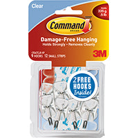Command 17067CLR-VP Wire Hook, 1-5/8 in L x 3/4 in W x 3/4 in H Dimensions, 0.5 lb, 9-Hook, Plastic, Clear