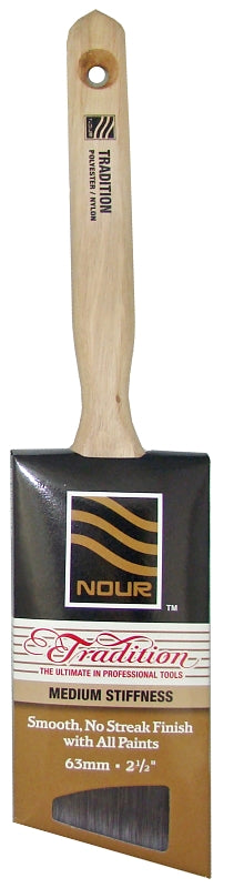 NOUR Tradition 1881-63NT Angular Paint Brush, 1-1/2 in W, Nylon/Polyester Bristle, Sash Handle