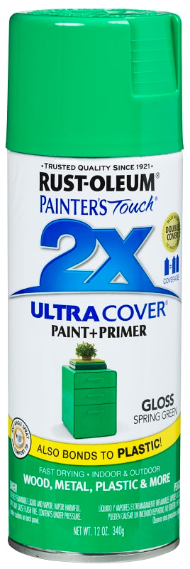 2X Ultra Cover 334055 Spray Paint, Gloss, Spring Green, 12 oz, Can
