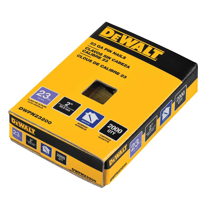 DeWALT DWPN23200 Pin Nail, 2 in L, 23 ga Gauge, Metal