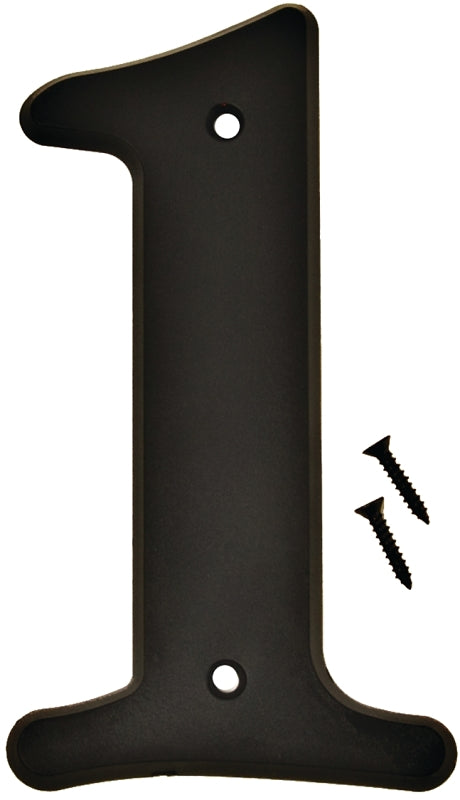 Hy-Ko 30200 Series 30201 House Number, Character: 1, 6 in H Character, Black Character, Plastic