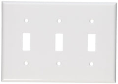 Leviton 001-88011-000 Non-Metallic Wallplate, 4-1/2 in L, 2-3/4 in W, 3 -Gang, Thermoset, White, Smooth