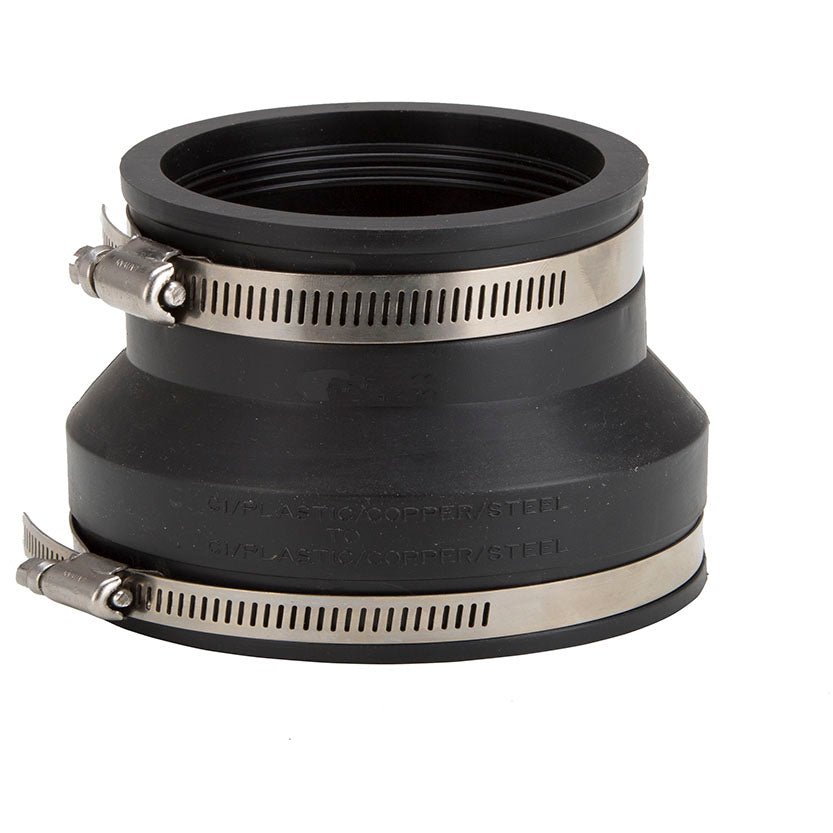 ProSource FC56-64 Coupling, 6 x 4 in, Cast Iron, Plastic and Steel Drain Pipes, PVC, Black