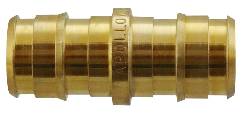 Apollo Valves ExpansionPEX Series EPXC1212 Coupling, 1/2 in, Barb, Brass, 200 psi Pressure