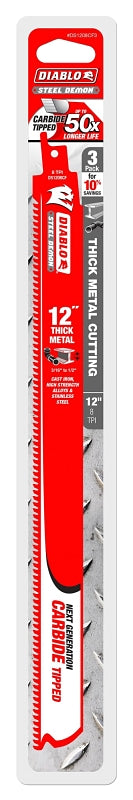 Diablo DS1208CF3 Reciprocating Saw Blade, 12 in L, 8 TPI