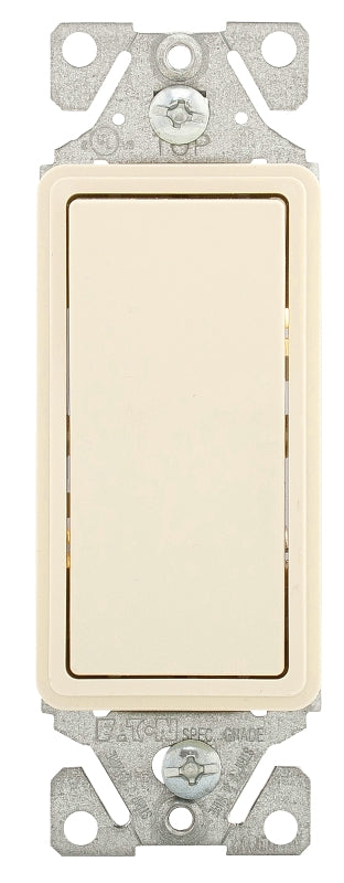 Eaton Wiring Devices 7500 7503LA-BOX Rocker Switch, 15 A, 120/277 V, 3-Way, Lead Wire Terminal, Light Almond