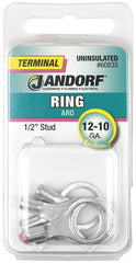 Jandorf 60835 Ring Terminal, 12 to 10 AWG Wire, 1/2 in Stud, Copper Contact