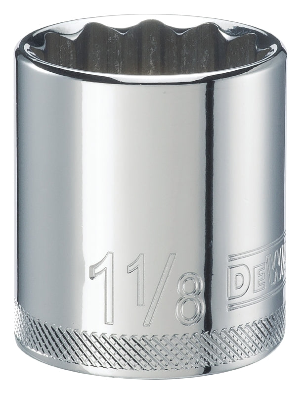 DeWALT DWMT86473OSP Hand Socket, 1-1/8 in Socket, 1/2 in Drive, 12-Point, Vanadium Steel, Polished Chrome