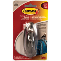 Command 17053BN-C Decorative Hook, 5 lb, 1-Hook, Metal, Brushed Nickel
