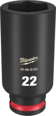 Milwaukee SHOCKWAVE Impact Duty Series 49-66-6163 Deep Impact Socket, 22 mm Socket, 3/8 in Drive, Square Drive, 6-Point