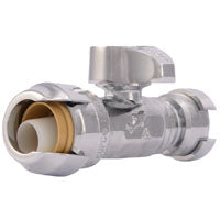 SharkBite 23049-0000LF Straight Stop Valve, 1/2 x 1/4 in Connection, Compression, 200 psi Pressure, Brass Body