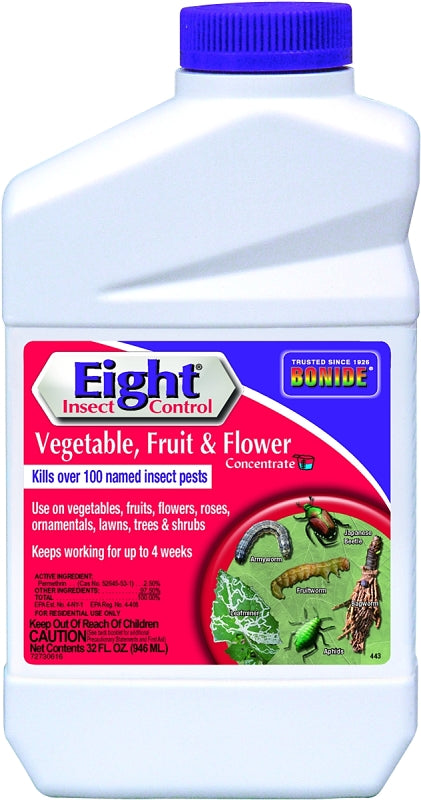 Bonide EIGHT 443 Insect Control, Liquid, Spray Application, 1 qt Bottle