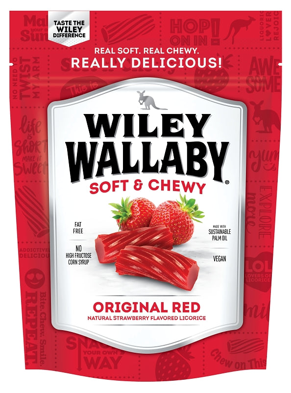 Wiley Wallaby 633455 Licorice Candy, Natural Strawberry, 10 oz Resealable Bag