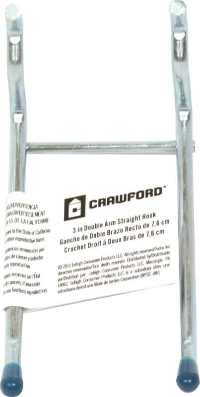 Crawford 14443-30 Peg Hook, 3 in Opening, Steel, Silver