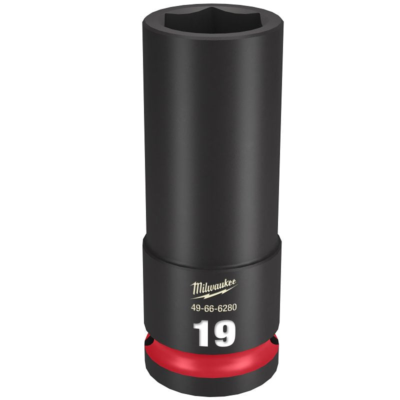 Milwaukee SHOCKWAVE Impact Duty Series 49-66-6280 Deep Impact Socket, 19 mm Socket, 1/2 in Drive, Square Drive, 6-Point