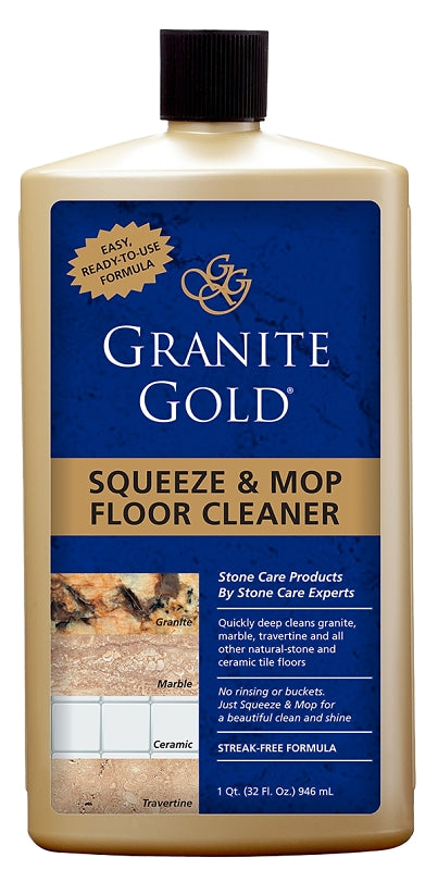 Granite Gold GG0046 Squeeze and Mop Floor Cleaner, 32 oz, Liquid, Lemon Citrus, Clear