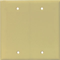 Eaton Cooper Wiring PJ23V Wallplate, 4.95 in L, 4.88 in W, 2 -Gang, Polycarbonate, Ivory, High-Gloss
