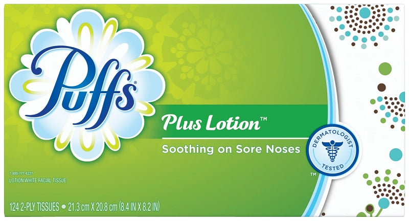 Puffs 39346 Facial Tissue, 8.4 in L, 8.2 in W, 2-Ply, Paper