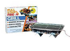 Pull Start Fire 77501 Charcoal Grill, 130 sq-in Primary Cooking Surface, Silver, Stainless Steel Body