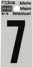Hy-Ko RV-15/7 Reflective Sign, Character: 7, 1 in H Character, Black Character, Silver Background, Vinyl