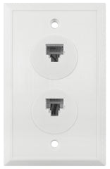 Amerelle VW6E6EW Dual Ethernet Wallplate, White, Flush Mounting