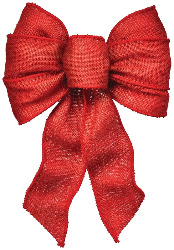 Holidaytrims 6122 Wired Bow, Burlap, Red