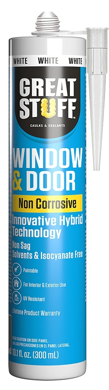 Great Stuff 99DOOR3008 Hybrid Sealant Caulk, White, 41 to 95 deg F, 10.1 fl-oz, Cartridge