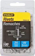 Stanley PSS44-1B Pop Rivet, High-Strength, Reusable, Galvanized Steel