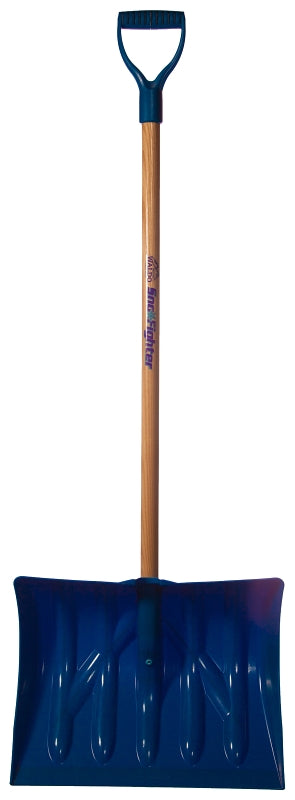 Mount Waldo Plastics 18SFWB Snow Shovel, 18 in W Blade, Ash Handle, Blue