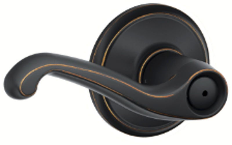 Schlage F Series F40 FLA 716 Privacy Lever, Mechanical Lock, Aged Bronze, Lever Handle, Metal, Residential