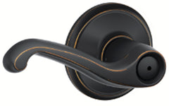 Schlage F Series F40 FLA 716 Privacy Lever, Mechanical Lock, Aged Bronze, Lever Handle, Metal, Residential