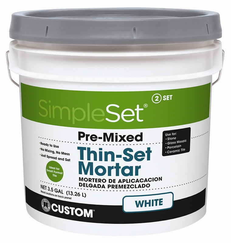 CUSTOM STTSW3 Thin Set Mortar, Paste, Characteristic, Gray/White, 3.5 gal Pail