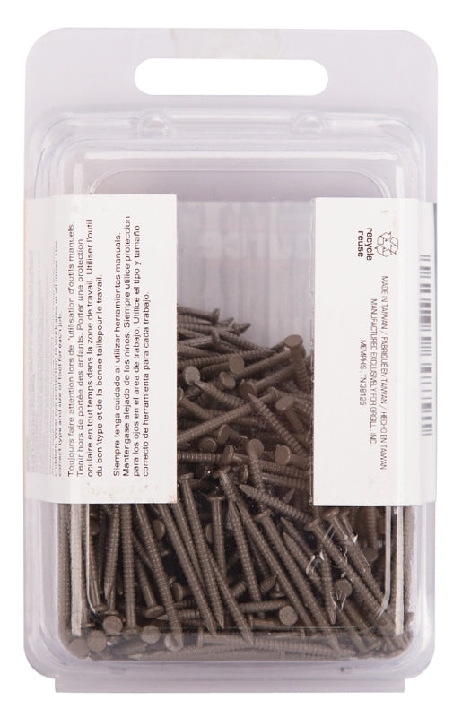 ProSource NTP-090-PS Panel Nail, 16D, 1 in L, Steel, Painted, Flat Head, Ring Shank, Dark Oak, 171 lb
