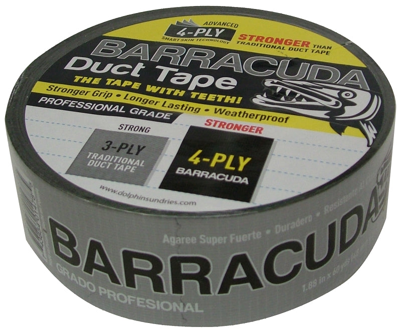 Barracuda TP DUCT BARA BLK Duct Tape, 60 yd L, 1.88 in W, Black/Silver
