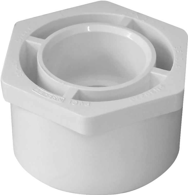 Xirtec 140 435659 Reducing Bushing, 2 x 1 in, Spigot x Socket, White, SCH 40 Schedule, 150 psi Pressure