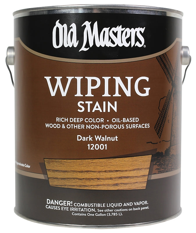 Old Masters 12001 Wiping Stain, Dark Walnut, Liquid, 1 gal, Can