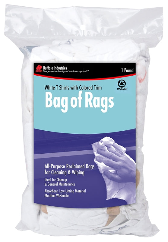 RAGS T-SHIRT W/TRIM WHITE 1LB