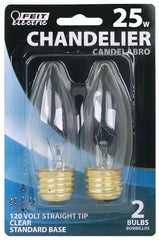 Feit Electric BP25ETC Incandescent Lamp, 25 W, B11 Lamp, Medium E26 Lamp Base, 2700 K Color Temp, 2000 hr Average Life