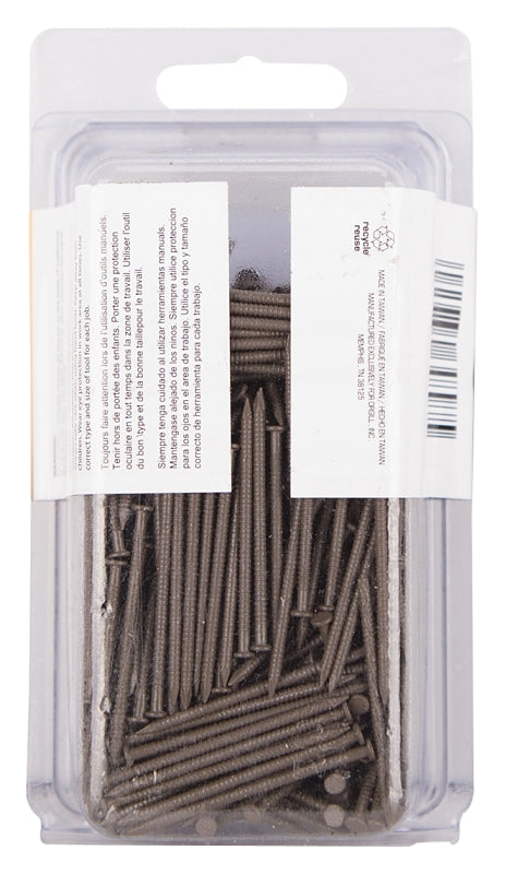 ProSource NTP-175-PS Panel Nail, 15D, 1-5/8 in L, Steel, Painted, Flat Head, Ring Shank, Dark Oak