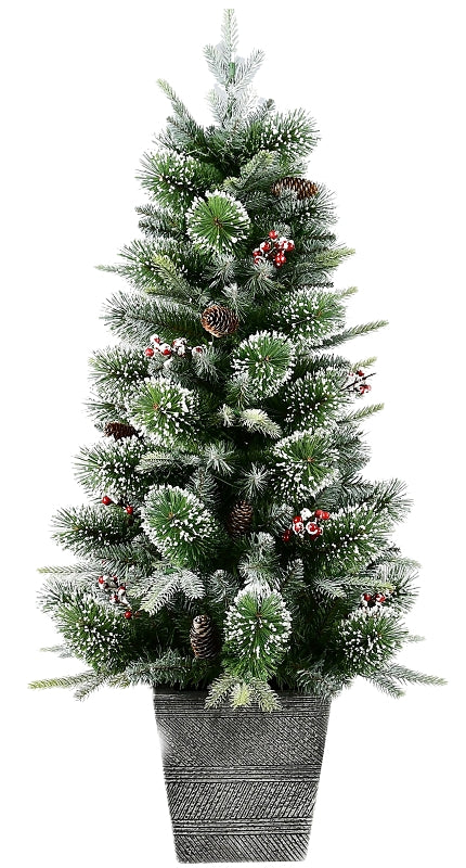 Santas Forest 29847 Mixed Needle Tree, Wicker Base, PLT, 4 ft