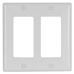 Eaton 2152W-BOX Wallplate, 4-1/2 in L, 4.56 in W, 2-Gang, Thermoset, White, High-Gloss