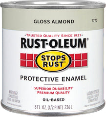 Rust-Oleum Stops Rust 7770730 Enamel Paint, Oil, Gloss, Almond, 0.5 pt, Can, 50 to 90 sq-ft/qt Coverage Area