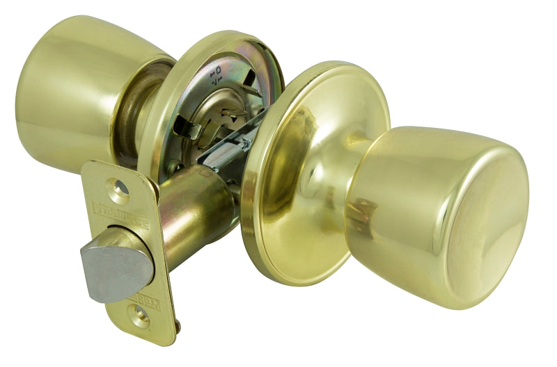 ProSource TS730BRA4V Lockset, Knob Handle, Metal, Polished Brass, 2-3/8 to 2-3/4 in Backset, 44 x 57 mm Strike