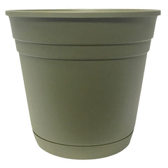 Southern Patio RN0612OG Riverland Planter with Saucer, 6 in Dia, Round, Poly Resin, Olive Green, Matte