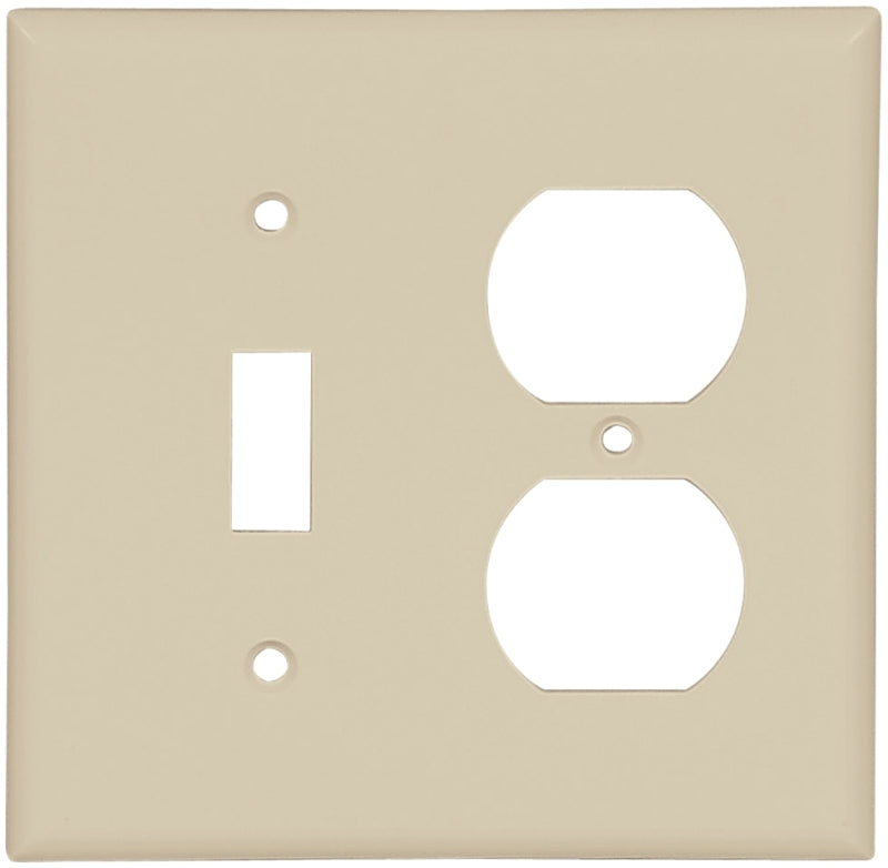 Eaton Wiring Devices 2138V-BOX Combination Wallplate, 4-1/2 in L, 4-9/16 in W, 2 -Gang, Thermoset, Ivory