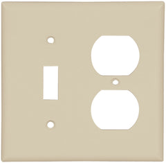 Eaton Wiring Devices 2138V-BOX Combination Wallplate, 4-1/2 in L, 4-9/16 in W, 2 -Gang, Thermoset, Ivory