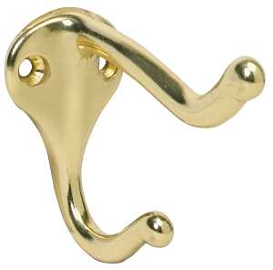 Schlage 571A3 Coat and Hat Hook, Aluminum, Brass