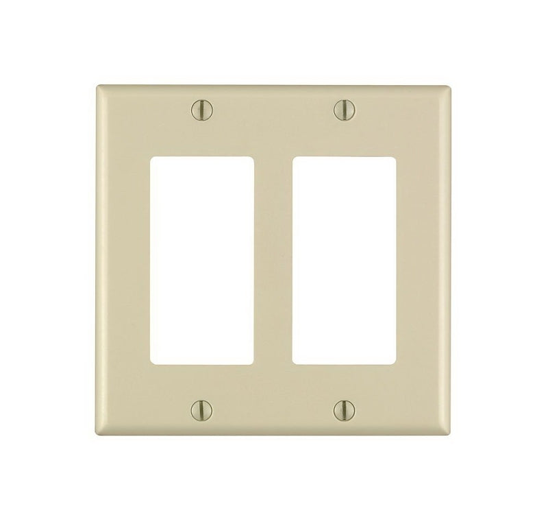 Decora 80409-I Wallplate, 4-1/2 in L, 4.56 in W, 2 -Gang, Thermoset Plastic, Ivory, Smooth