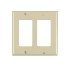 Decora 80409-I Wallplate, 4-1/2 in L, 4.56 in W, 2 -Gang, Thermoset Plastic, Ivory, Smooth
